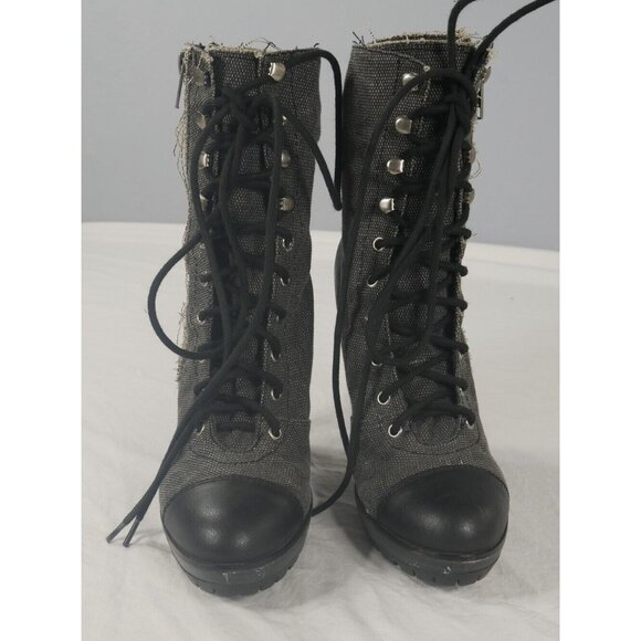 Steve Madden P-Romper Black Steampunk HIgh Heel Ankle Boot Cap Toe Wms Size 8 - Picture 8 of 8